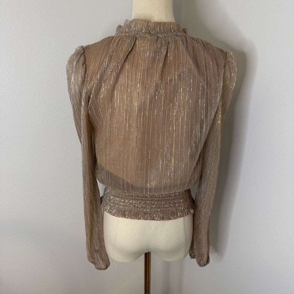 [Joie] Metallic Sheer Blouse in Gold -‎ Size Small - Picture 7 of 7